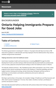 Ontario press release